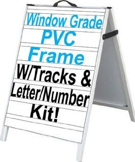 NEOPlex 24" x 36" PVC Sidewalk Sandwich Board A frame Sign w/Letter Track Insert Panels and Full Letter Kit : Business And Store Signs : Office Products