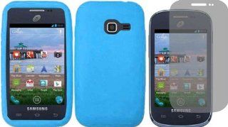 For Samsung Galaxy Centura S738C Silicone Jelly Skin Cover Case Cool Blue + LCD Screen Protector: Cell Phones & Accessories