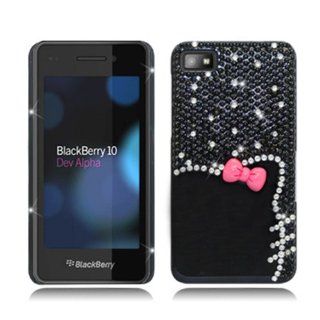 Aimo BB10PCLDI755 Dazzling Diamond Bling Case for BlackBerry Z10   Retail Packaging   Black Cat with Bow: Cell Phones & Accessories