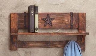 Coat Hook & Wall Shelf   Wood Western Design  
