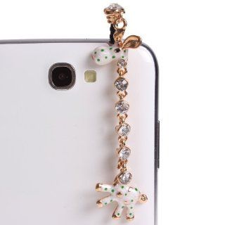 Miss Darcy New 3.5mm Bling Crystal Rhinestones Giraffe Pattern Cellphone Charms Anti Dust Dustproof Earphone Audio Headphone Jack Plug Stopper for iPhone 4 4S 5 5S Samsung Galaxy S2 S3 S4 Note I9220 HTC Nokia Sony (Green&White): Cell Phones & Acces