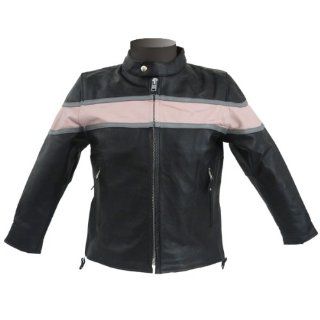 Girls Kid's Pink and Black Leather Jacket KJ745 XS: Automotive