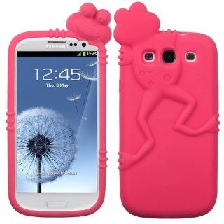 Samsung Galaxy S 3 III / S3 / i747 i 747 / L710 L 710 Electric Pink Toad Frog Peeking Pets Design Silicone Skin Soft Gel Snap On Protective Cover Case Cell Phone: Cell Phones & Accessories