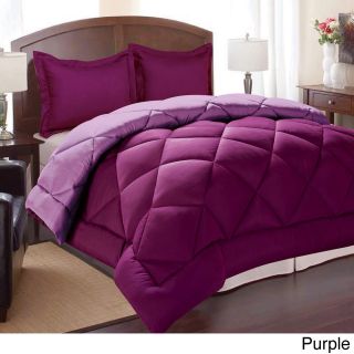Hatzlocha All occasions Reversible Down Alternative Diamond 3 piece Comforter Set Purple Size Twin