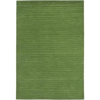 Hand crafted Solid Color Vinyasa Halcyon Sage Green Rug (36 X 56)
