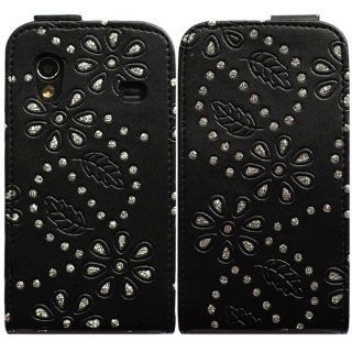 Bfun Black Bling Diamond Flower Flip Leather Cover Case For Samsung Galaxy Ace S5830: Cell Phones & Accessories