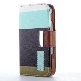 HJX iphone 4/4s Colorful Magnetic clip Wallet Pu Leather Credit Card Holder Slots Pouch Case Cover for iPhone 4 4S Blue/Black/Brown + Gift 1pcs Insect Mosquito Repellent Wrist Bands bracelet: Cell Phones & Accessories