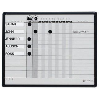 Quartet Gray DuraMax Porcelain Magnetic In/Out Personnel Board System, 36 Names, 3 x 2 Feet, Black Aluminum Frame (783G )  Changeable Letter Boards 