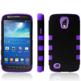 Avoi Combo Hard Soft Cover 3 in 1 Hybrid Plastic and Silicone Robot High Impact Samsung Galaxy S4 Active i9295 Armor Defender Case + Free Screen Protector (Purple): Cell Phones & Accessories