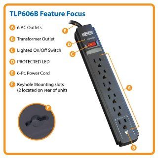 Tripp Lite TLP606B Surge Protector Strip 120V 6 Outlet 6ft Cord 790 Joule Black: Electronics