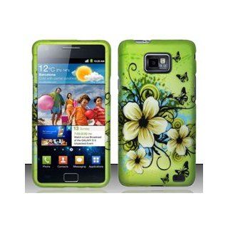 4 Items Combo For Samsung Galaxy S II i777 / i9100 (AT&T) Green Hawaiian Flowers 2D Design Snap On Hard Case Protector Cover + Car Charger + Free Stylus Pen + Free 3.5mm Stereo Earphone Headsets: Cell Phones & Accessories