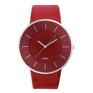 Alessi Luna Leather Watch AL80 Color: Dark Red