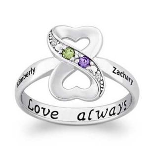 Couples Birthstone and Diamond Accent Love Always Infinity Heart