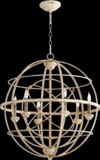 Quorum 6216 6 70 Salento   Six Light Sphere Chandelier, Persian White With Mystic Silver Finish    