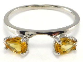 Large Pear Citrine Ring Wrap Guard Enhancer 10k white gold: Jewelry