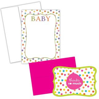 Baby Dots Invitations And Thank You Note Card Kit