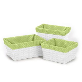 Sweet Jojo Designs Green And White Mini Dot Basket Liners (set Of 3)