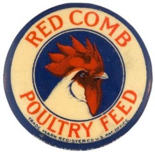 "RED COMB POULTRY FEED" CIRCA 1910 BUTTON. Entertainment Collectibles