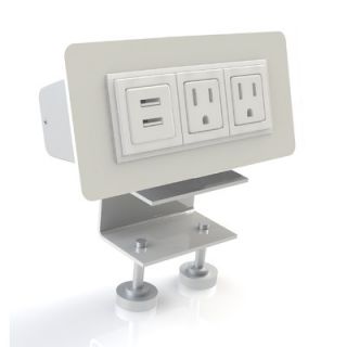 Scale 1:1 EYHOV Rail Desktop Mounted Power Unit with 2 Outlets and 2 USB Port