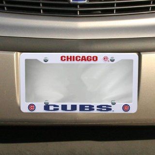 MLB Chicago Cubs Plastic License Plate Frame   White : Sports Fan License Plate Frames : Sports & Outdoors