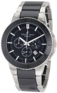Pierre Petit Men's P 809A Serie Colmar Black Ceramic and Stainless Steel Bracelet Chrono Watch: Watches