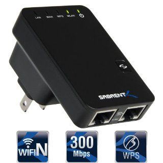 Sabrent Wi Fi Range Extender 300mbps 2.4GHZ 801.11N Multifunction Mini Router / Repeater / Access Point / Client / Bridge   Wall Plug Version (WR WN300) Computers & Accessories