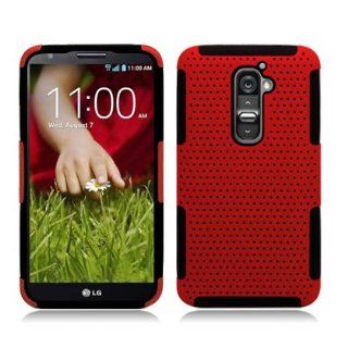 For LG D801 Optimus G2 (AT&T/T mobile) Grip Hybrid 2 in 1, Black+Red: Cell Phones & Accessories