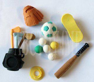 Japanese Erasers Sports Mega Assortment Gift Set W/ Golf Baseball Skateboard Soccor: Toys & Games