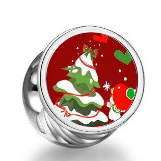 Soufeel Christmas Tree Little Girl Cylindrical Photo European Charms Fit Pandora Bracelets Bead Charms Jewelry