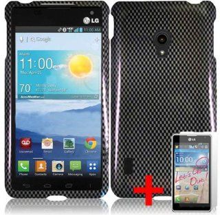 LG LUCID 2 VS870 GREY CARBON FIBER PRINT COVER SNAP ON HARD CASE + SCREEN PROTECTOR from [ACCESSORY ARENA]: Cell Phones & Accessories