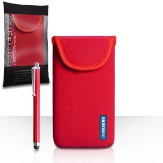 Nokia Lumia 825 Case Red Neoprene Pouch Cover With Caseflex Logo And Stylus Pen: Cell Phones & Accessories