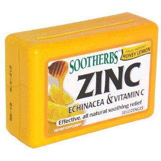 Sootherbs Zinc Lozenges with Echinacea & Vitamin C, Honey Lemon, 30 Count Boxes (Pack of 4): Health & Personal Care