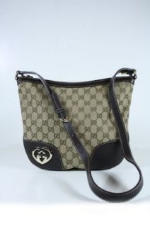Gucci Handbags Beige Fabric and Dark Brown Leather 257072 (cross body): Shoes