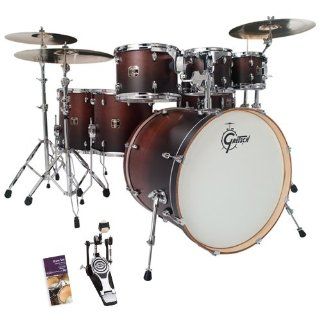 Gretsch CMT E826P SWF Catalina Maple Satin Walnut Fade 7 Pc Shell Pack w/ Survival Guide & Bass Drum Pedal Musical Instruments