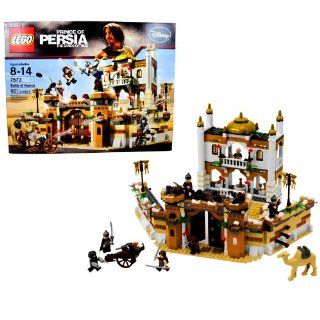 Lego Year 2010 Movie Series "Prince of Persia The Sands of Time" Battle Scene Playset #7573   BATTLE OF ALAMUT with Working Fortress Gates, Barrels of "Dripping Oil", Rock Launching Catapults, Camel, Cannon Plus Dastan, Gool, Nizam, Ses