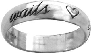 SolidRockJewelry STERLING SILVER CURSIVE "true love waits" WITH HEARTS RING STYLE 833: Solid Rock Jewelry: Sports & Outdoors
