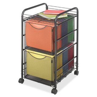 Safco Onyx Mesh File Cart with 2 File Drawers, Bl: File Folder Racks : Office Products