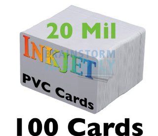 100   Thin (20 Mil) Blank Inkjet PVC ID Cards   Double Sided Printing : Identification Badges : Office Products