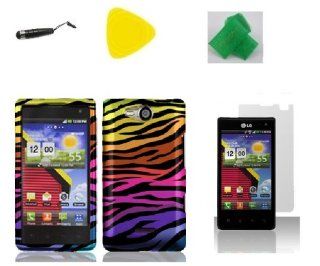 Color Zebra Faceplate Hard Phone Case Cover Cell Phone Accessory + Yellow Pry Tool + Screen Protector + Stylus Pen + EXTREME Band for Lg Optimus Exceed Lg vs840pp VS840PP: Cell Phones & Accessories