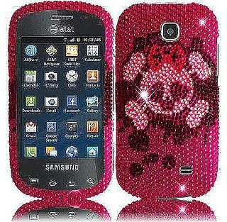 Pink Skull Bling Gem Jeweled Crystal Cover Case for Samsung Galaxy Appeal SGH I827 Cell Phones & Accessories