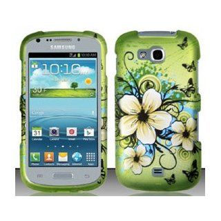 3 Items Combo For Samsung Galaxy Axiom R830 (US Cellular) Hawaiian Flowers Design Snap On Hard Case Protector Cover + Free Neck Strap + Free American Flag Pin: Cell Phones & Accessories