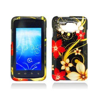Black Red Flower Hard Cover Case for Samsung Rugby Smart SGH I847: Cell Phones & Accessories