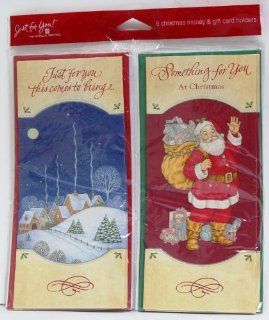 Christmas Card For Money "Just For You this comes to bring(Snowy hills & little homes)& "Something For You at Christmas (with Santa And bag of gifts) Pack of 6 American Greetings: Health & Personal Care