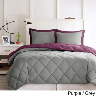 Jla Home Comfort Classics Windsor Stain Resistant Down Alt Reversible 3 piece Comforter Set Grey Size Twin