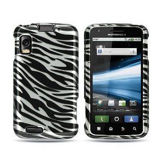 Crystal Black Silver Zebra Skin Premium Design Snap on Protector Hard Case Cover for Motorola Atrix 4G /MB860 (AT&T): Cell Phones & Accessories