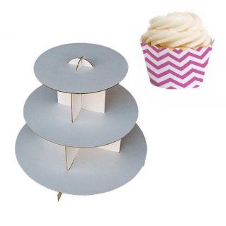 Dress My Cupcake DMC30939 Cardboard Cupcake Stand Kit with Mini Wrappers, Cherry Blossom Chevron: Party Packs: Kitchen & Dining