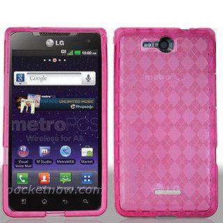 Transparent Clear Hot Pink Flex Cover Case for LG Lucid 4G VS840 Cell Phones & Accessories