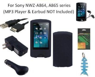 6 Items Accessories Bundle Kit for Sony Walkman NWZ A864 & NWZ A865 (8GB / 16GB) MP3 Player: Includes Black Silicone Case, LCD Screen Protector, USB Wall Charger, USB Car Charger, 2in1 USB Cable and Light Blue Fishbone Style Keychain : MP3 Players &
