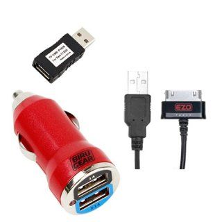 EZOPower 2 in 1 Data Charging Cable plus Red 2 Port USB Car Power Adapter, Charger Adapter USB Filter Plug for for Samsung Galaxy Tab Galaxy Note 10.1 inch N8010, Galaxy Tab 2 7 inch P3100 / 10.1 inch P5100, Tab 7.7 plus and more Computers & Accessor