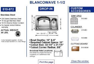 Blancowave 510 872R Stainless Steel Sink (Depth: 6in / 10in): Kitchen & Dining